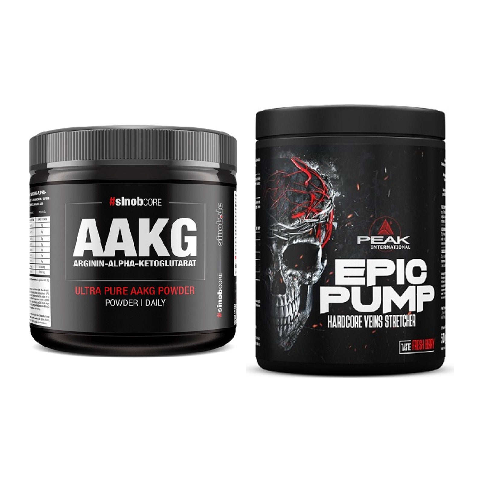Pump-Set: Sinob Core Arginin AAKG Pulver + Peak EPIC Pump – alle enthaltenen Artikel