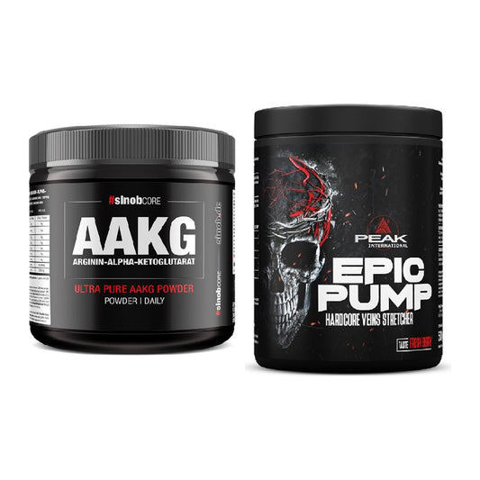 Pump-Set: Sinob Core Arginin AAKG Pulver + Peak EPIC Pump – alle enthaltenen Artikel