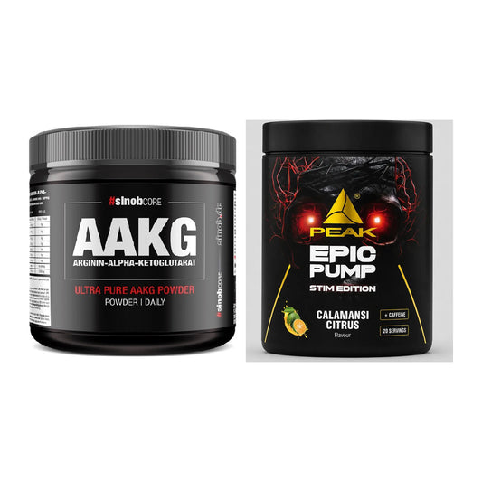 Pump-Set: Sinob Core Arginin AAKG Pulver + Peak Epic Pump Stim Edition – alle enthaltenen Artikel