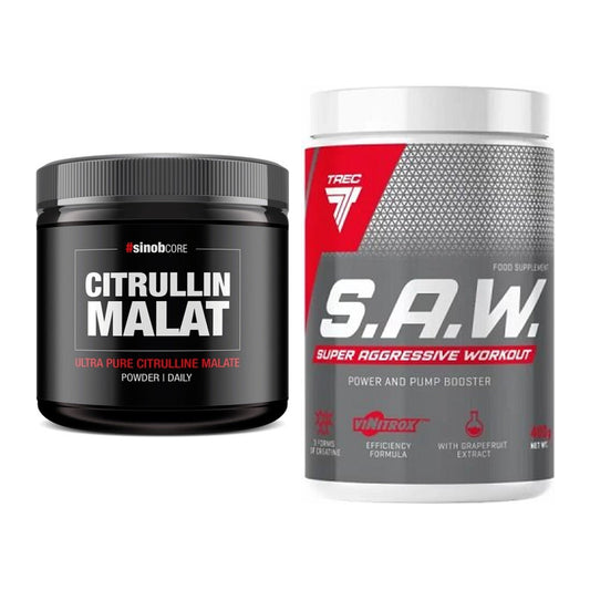 Pump-Set: Sinob Core L-Citrullin Malat + Trec Nutrition SAW Booster – alle enthaltenen Artikel