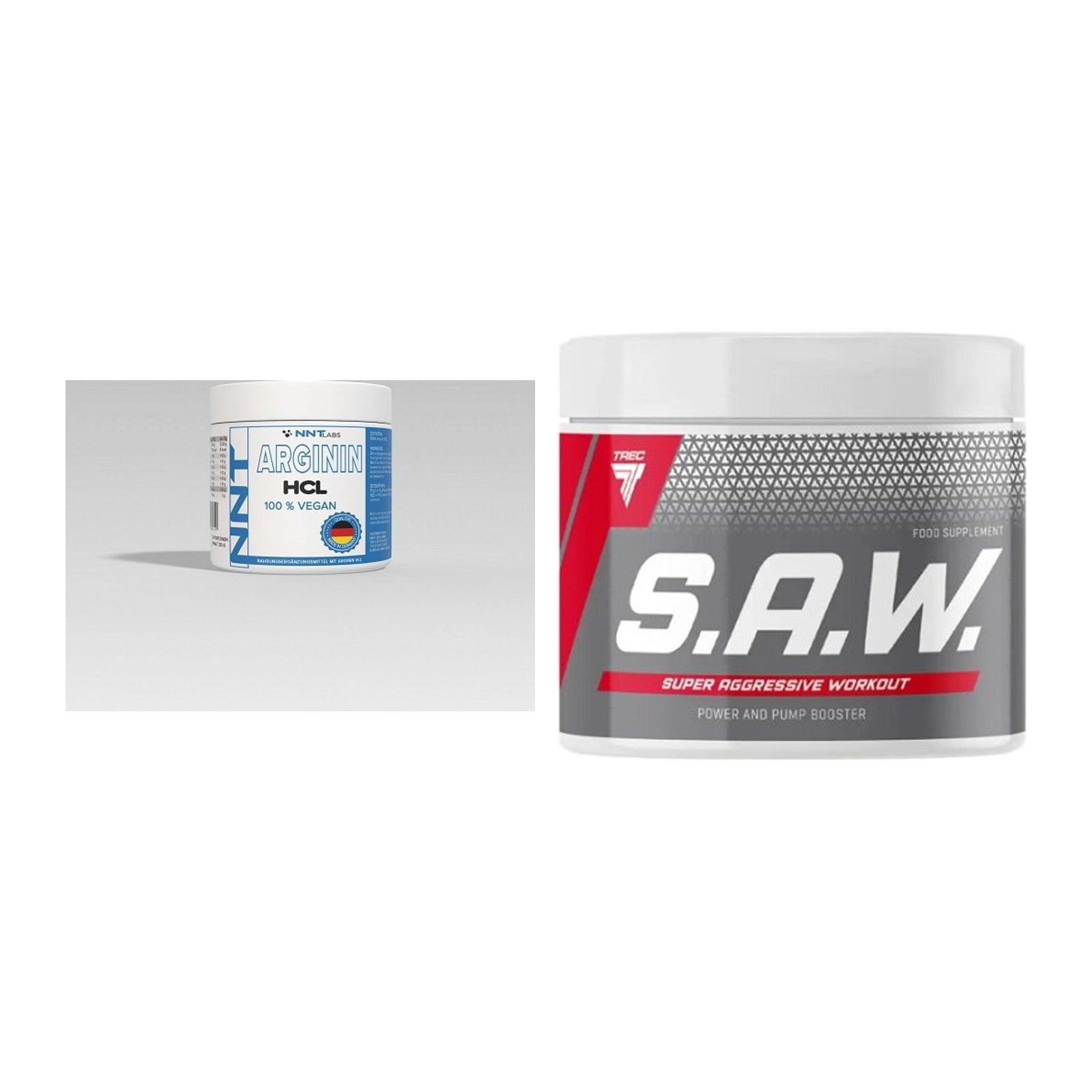 Pump-Set: NNT Arginin + Trec Nutrition SAW Booster 200g – alle enthaltenen Artikel