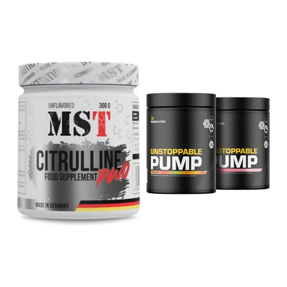 Pump-Set: MST Citrulline Malat 300g + Dedicated Unstoppable Pump – alle enthaltenen Artikel