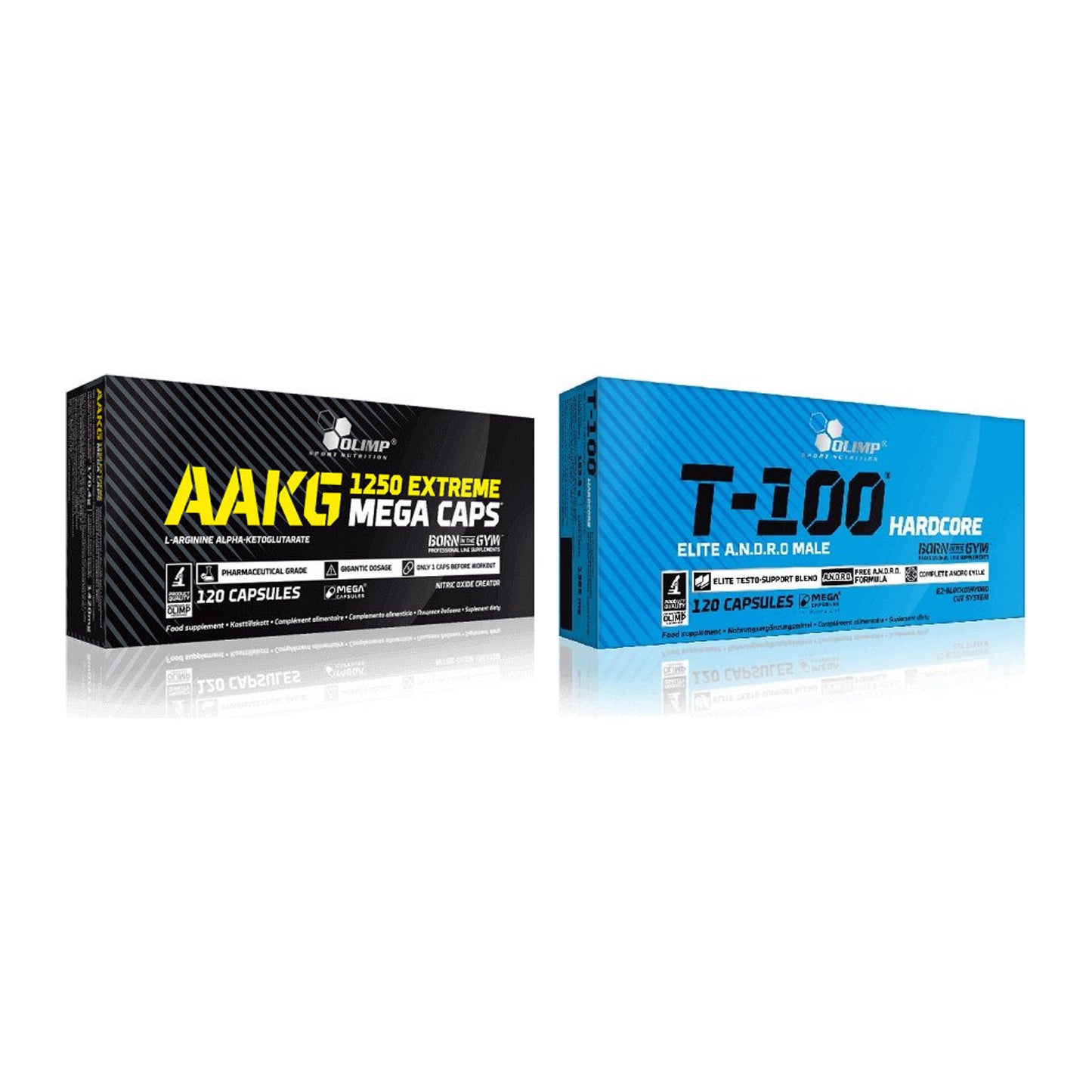 Pump-Set: Olimp AAKG Extreme Mega Caps + Olimp T-100 Hardcore – alle enthaltenen Artikel