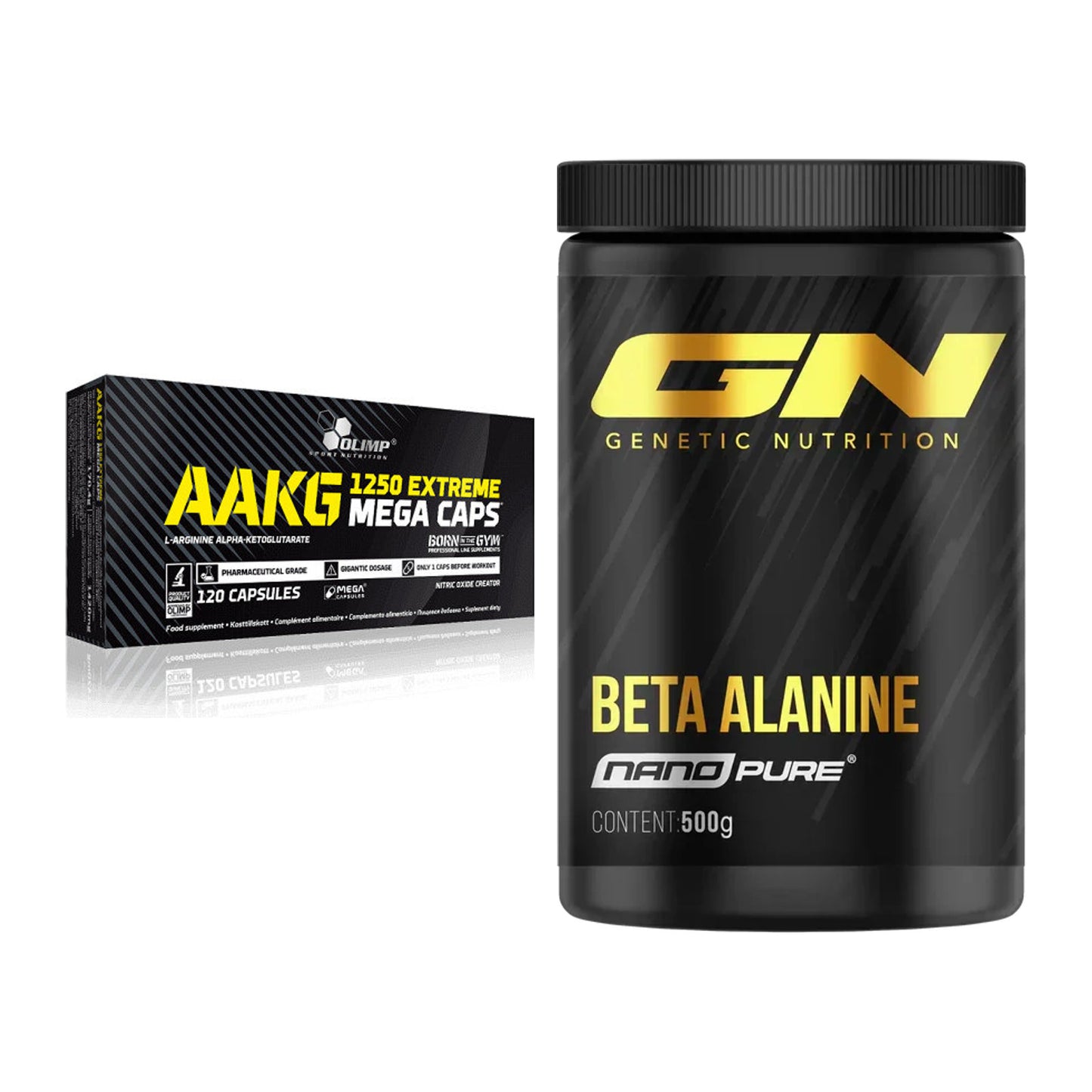 Pump-Set: Olimp AAKG Extreme Mega Caps + GN Nano Beta Alanine – alle enthaltenen Artikel