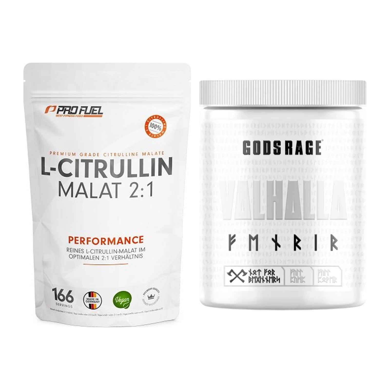 Pump-Set: ProFuel L-Citrullin Malat + GODSRAGE Valhalla Fenrir White – alle enthaltenen Artikel