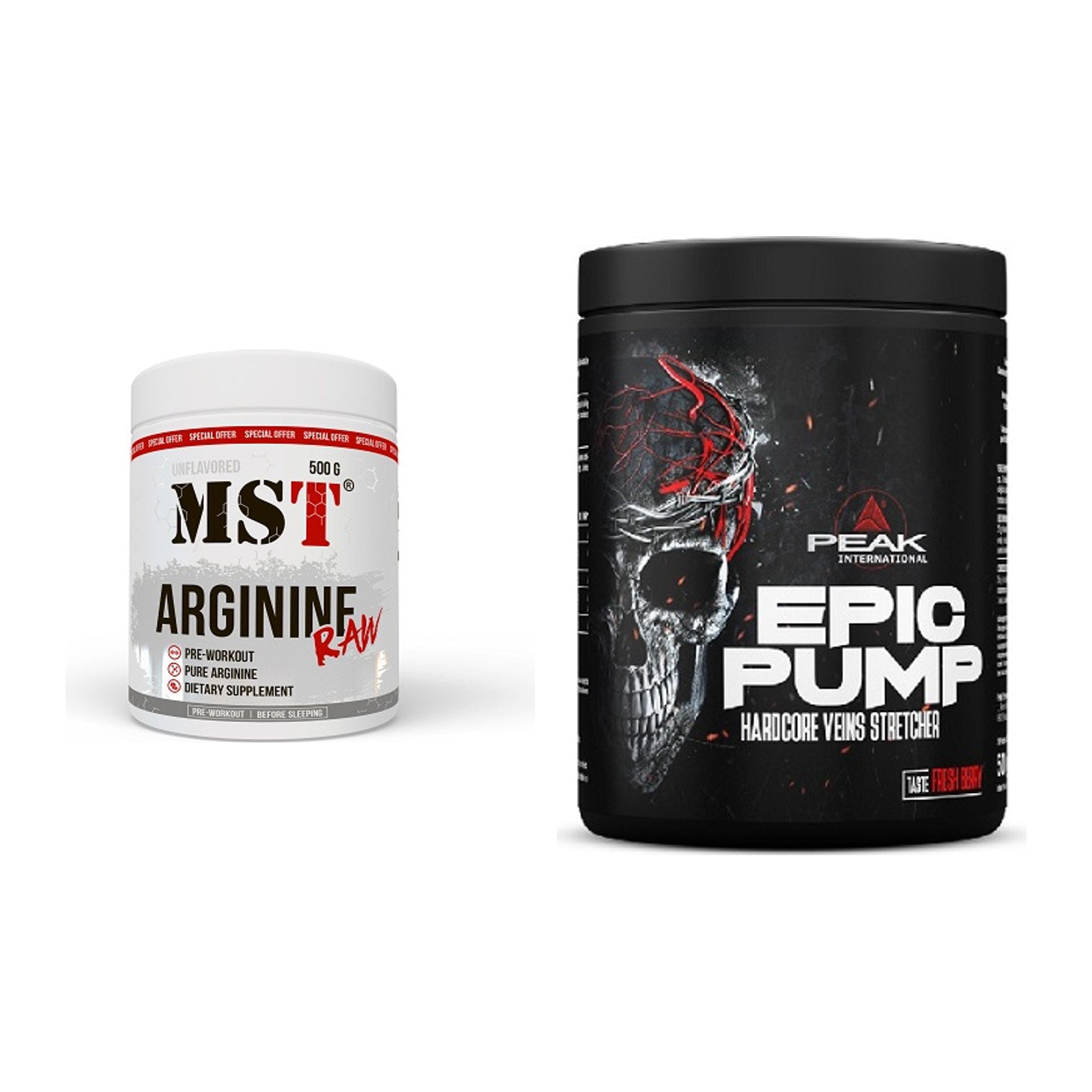 Pump-Set: MST Arginine RAW + Peak EPIC Pump – alle enthaltenen Artikel