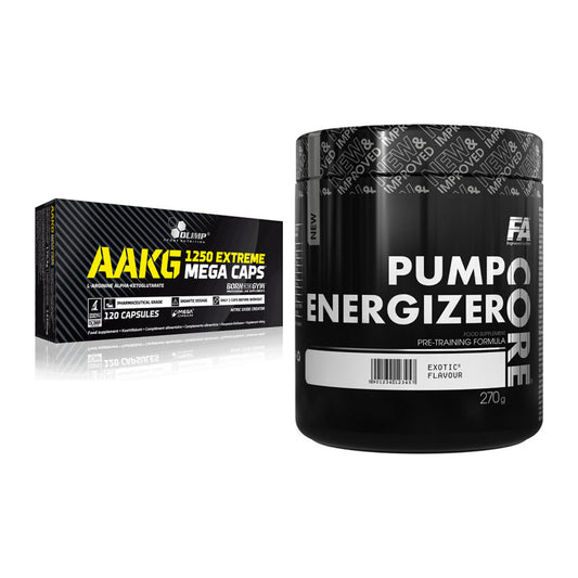 Pump-Set: Olimp AAKG Extreme Mega Caps + FA Nutrition Core Pump – alle enthaltenen Artikel