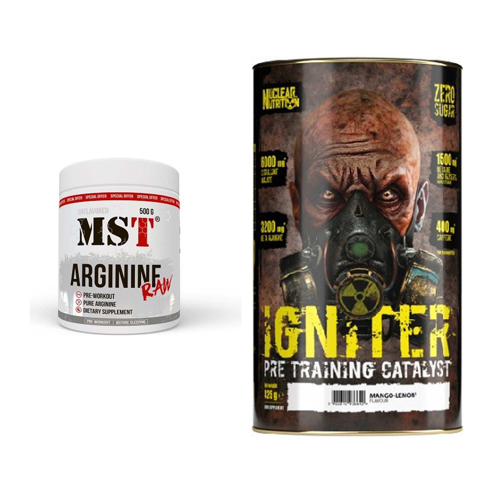 Pump-Set: MST Arginine RAW + Nuclear Nutrition IGNITER Booster – alle enthaltenen Artikel