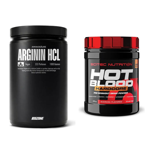 Pumppusarja: Big Zone L-arginiini + Scitec Hot Blood Hardcore 375g - kaikki tuotteet mukana