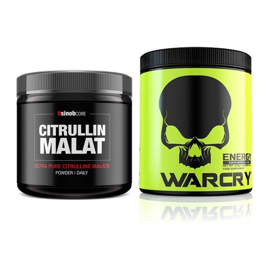 Pumpesæt: Sinob Core L-Citrulline Malate + Genius Nutrition Warcry - alle varer inkluderet