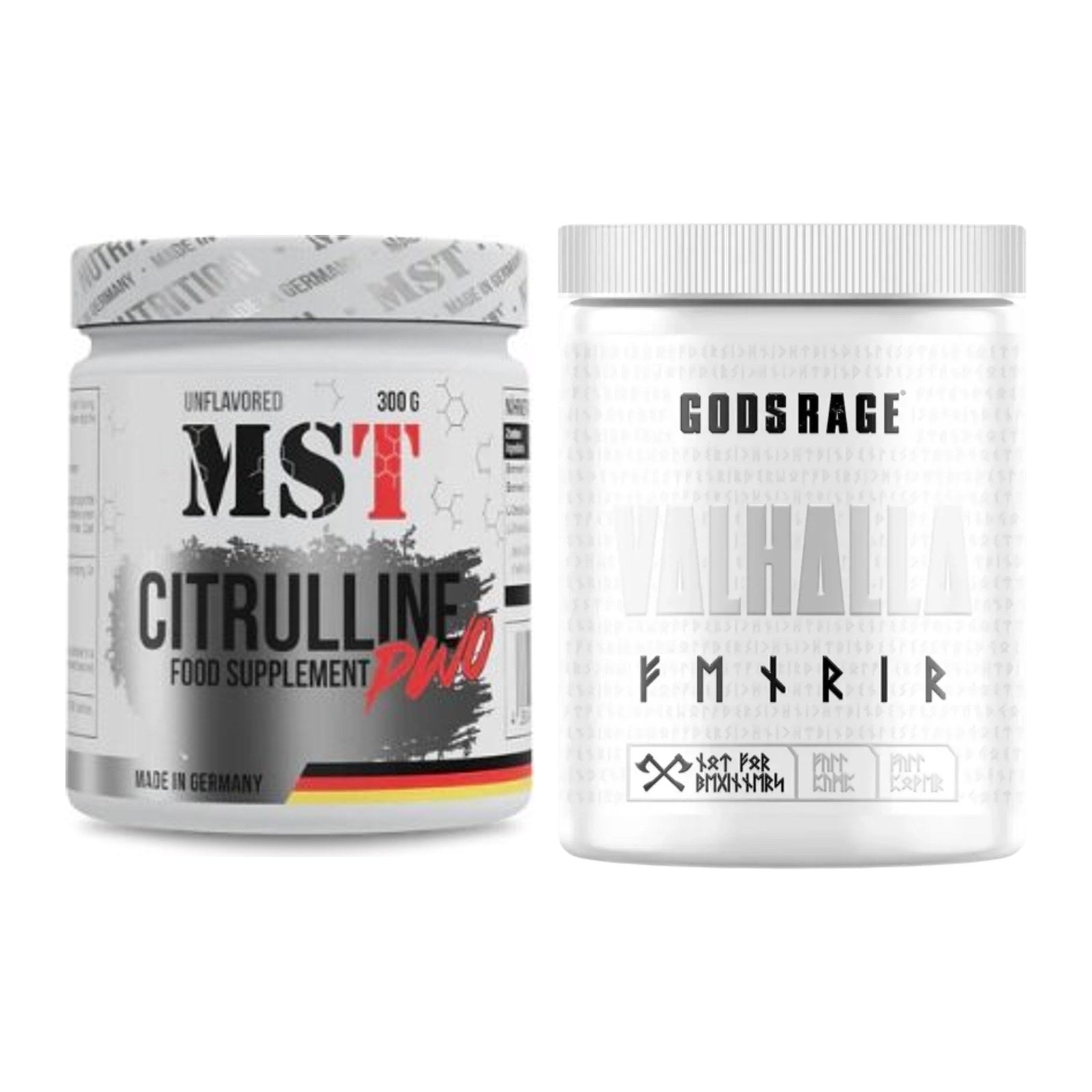 Pump-Set: MST Citrulline Malat 300g + GODSRAGE Valhalla Fenrir White – alle enthaltenen Artikel