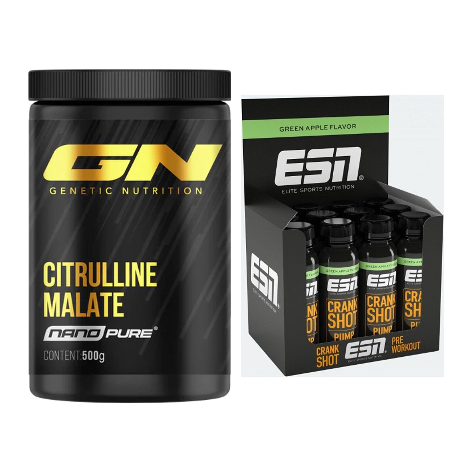 Pump-Set: GN Citrulline Malate + ESN Crank Pump Shot – alle enthaltenen Artikel