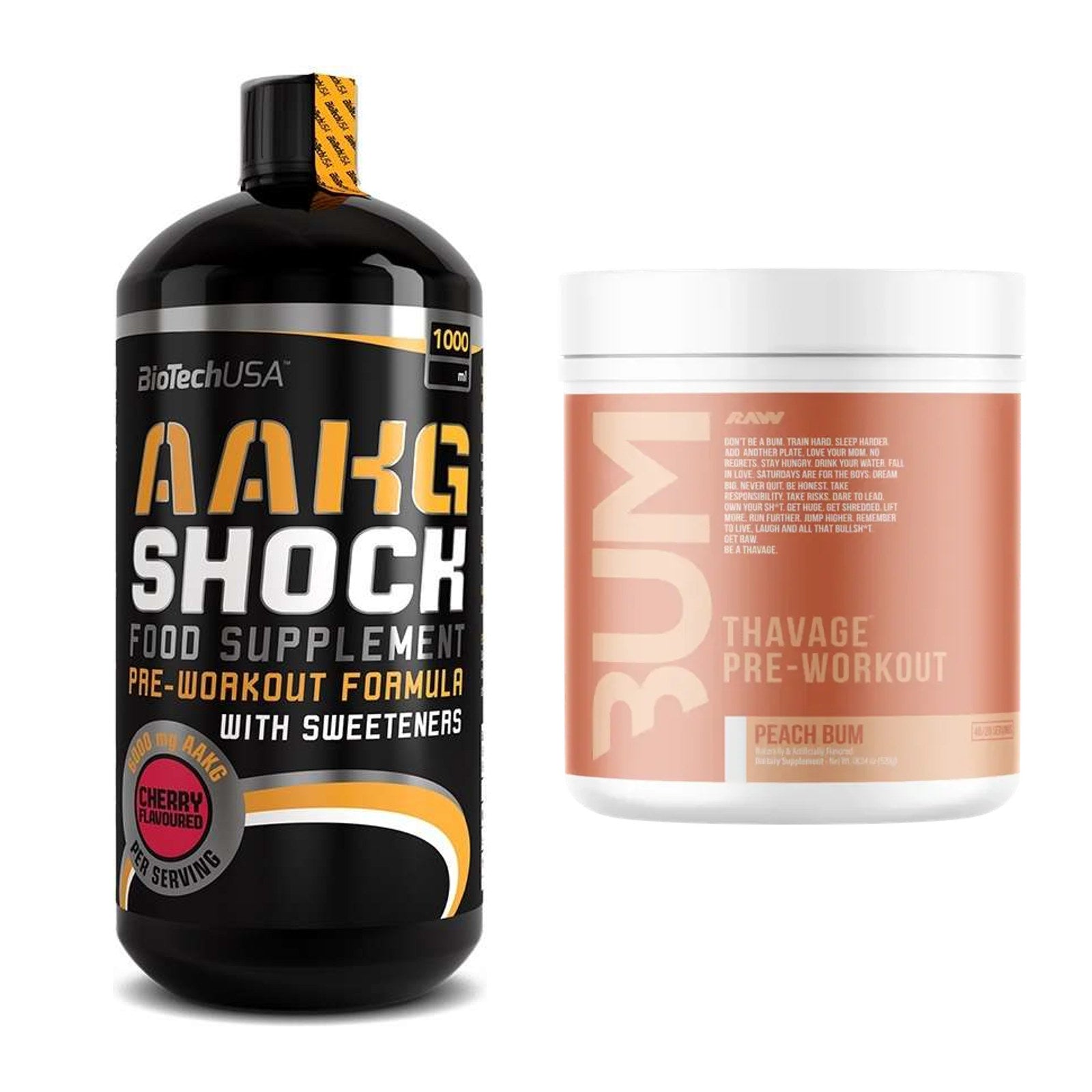 Pump-Set: BioTech AAKG Shock Extreme + RAW Nutrition CBUM Thavage – alle enthaltenen Artikel