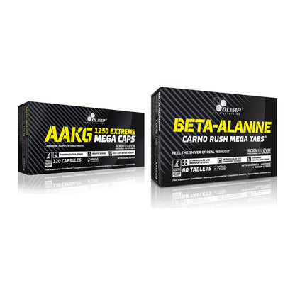 Pump-Set: Olimp AAKG Extreme Mega Caps + Olimp Beta-Alanin Carno Rush – alle enthaltenen Artikel