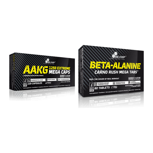 Pump-Set: Olimp AAKG Extreme Mega Caps + Olimp Beta-Alanin Carno Rush – alle enthaltenen Artikel