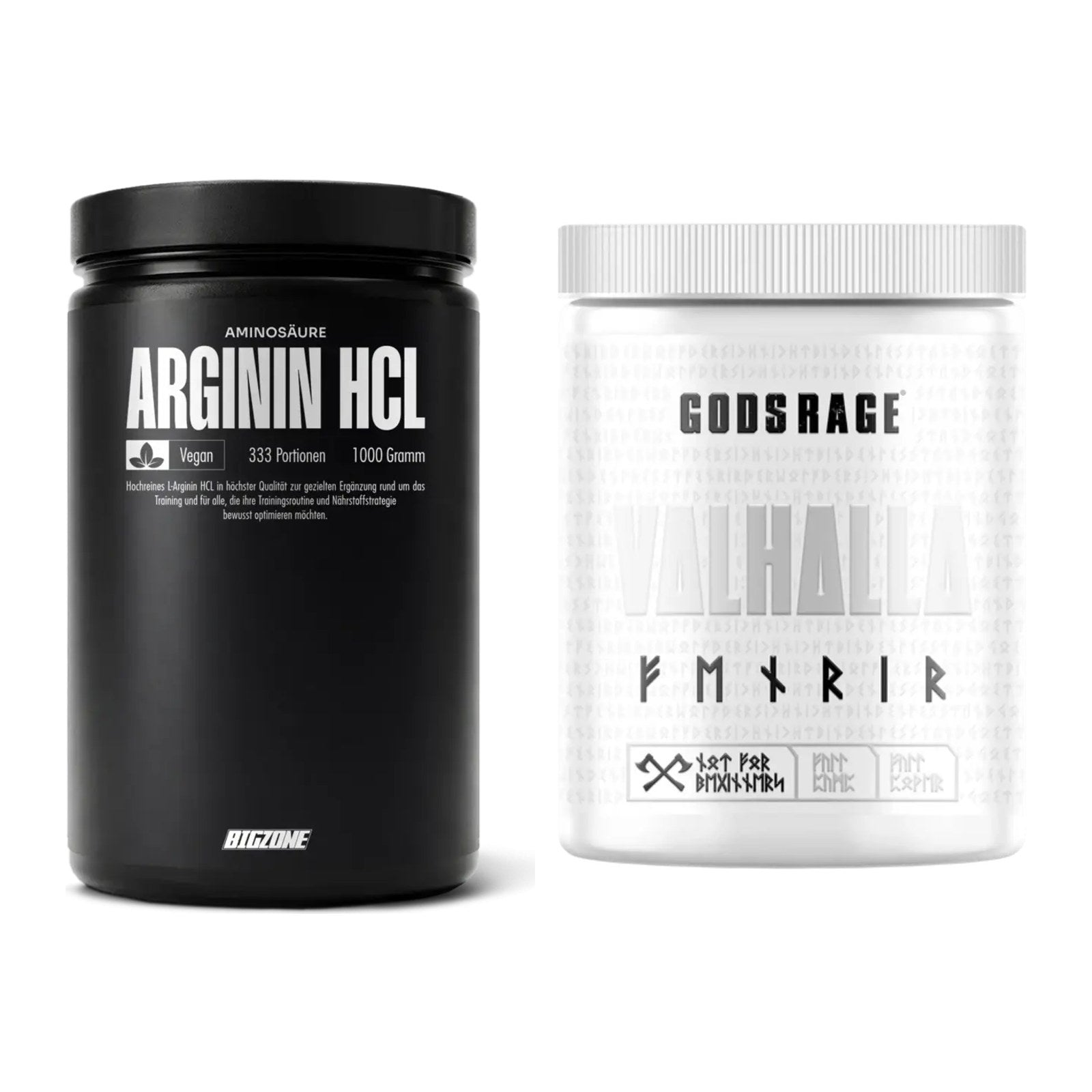 Pump-Set: Big Zone L-Arginin + GODSRAGE Valhalla Fenrir White – alle enthaltenen Artikel
