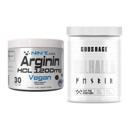 Pump-Set: NNT Arginin HCL 1200 mg + GODSRAGE Valhalla Fenrir White – alle enthaltenen Artikel