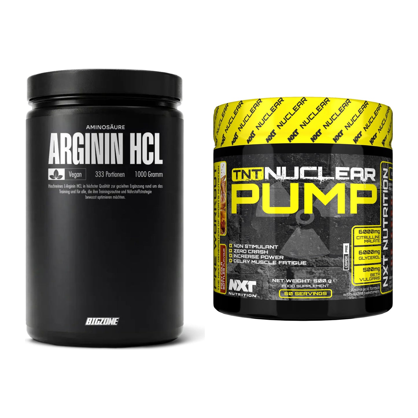 Pump-Set: Big Zone L-Arginin + NXT Nutrition TNT Nuclear Pump – alle enthaltenen Artikel