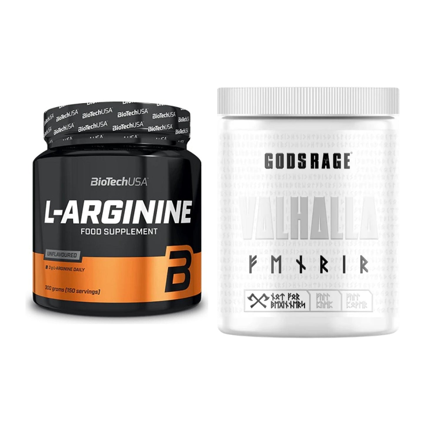 Pump-Set: BioTech L-Arginin + GODSRAGE Valhalla Fenrir White – alle enthaltenen Artikel