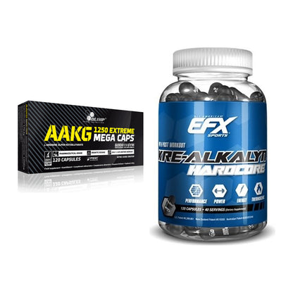 Pump-Set: Olimp AAKG Extreme Mega Caps + EFX Kre-Alkalyn Hardcore – alle enthaltenen Artikel