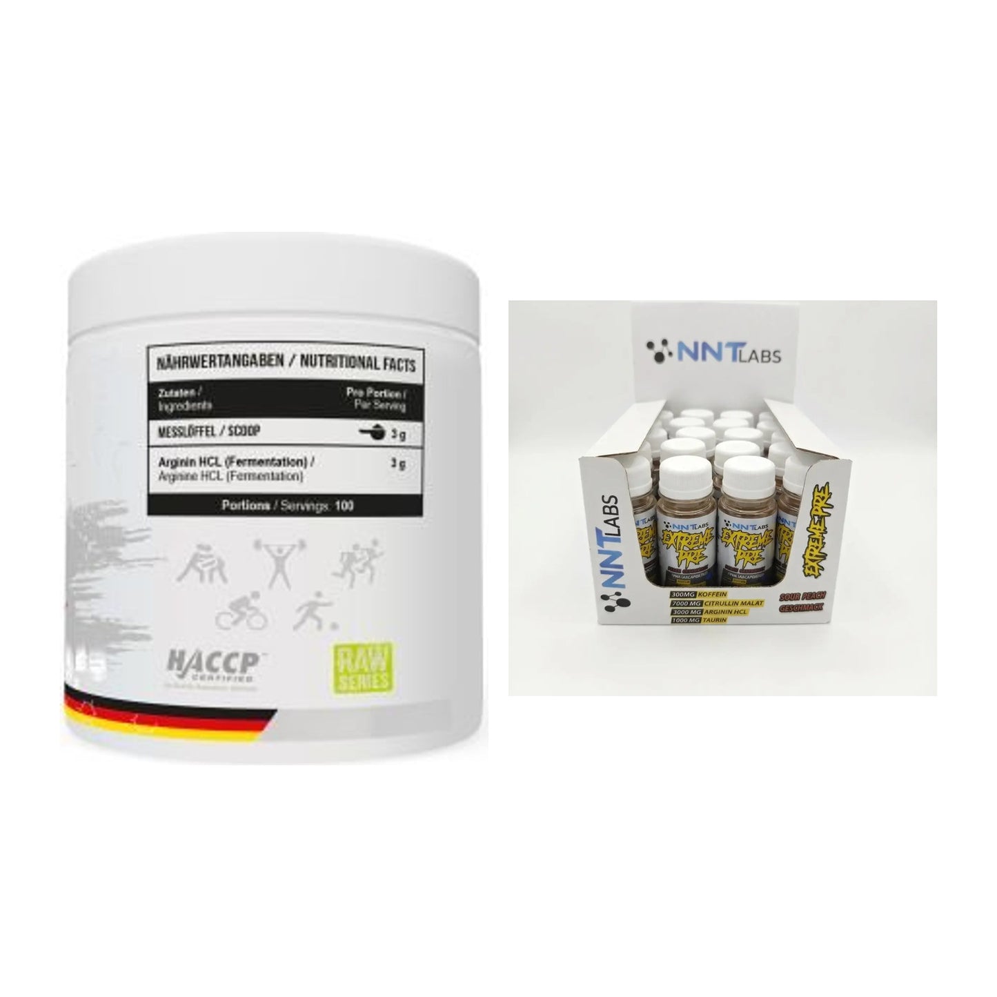 Pump-Set: MST Arginine HCL + NNT Extreme Pre-Workout Shot – alle enthaltenen Artikel
