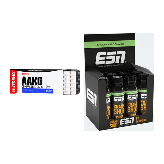Pump-Set: Nutrend AAKG Compressed Kapseln + ESN Crank Pump Shot – alle enthaltenen Artikel