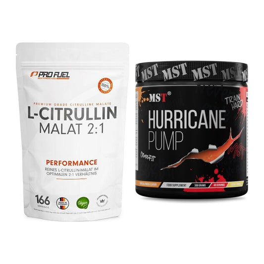 Pump-Set: ProFuel L-Citrullin Malat + MST Hurricane Pump 300g – alle enthaltenen Artikel