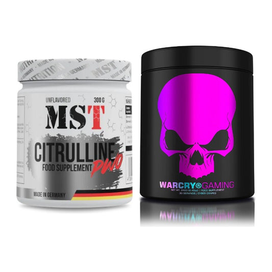 Pump-Set: MST Citrulline Malat 300g + Genius Nutrition Warcry Gaming – alle enthaltenen Artikel