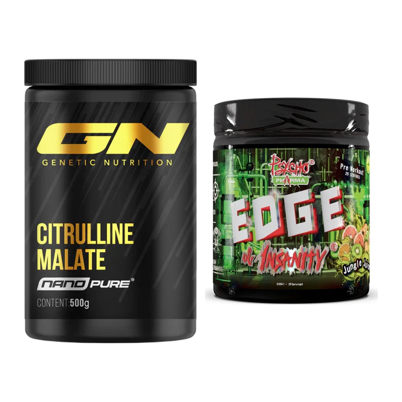 Pump-Set: GN Citrulline Malate + Psycho Pharma Edge of Insanity – alle enthaltenen Artikel