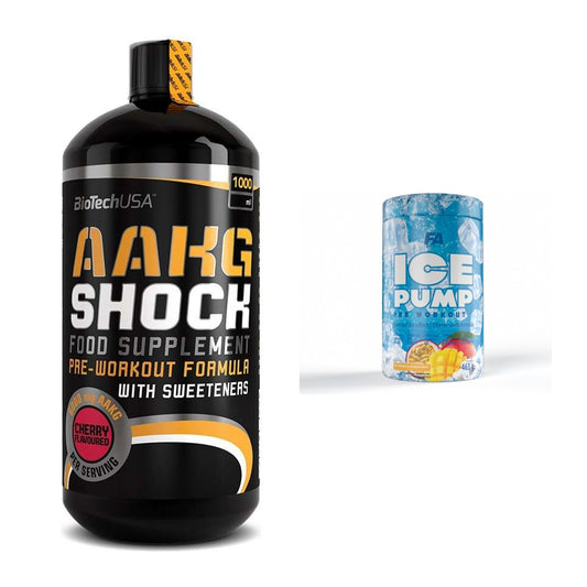Pump-Set: BioTech AAKG Shock Extreme + FA Nutrition ICE Pump – alle enthaltenen Artikel