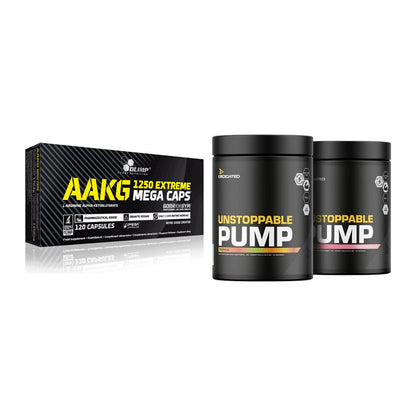 Pump-Set: Olimp AAKG Extreme Mega Caps + Dedicated Unstoppable Pump – alle enthaltenen Artikel