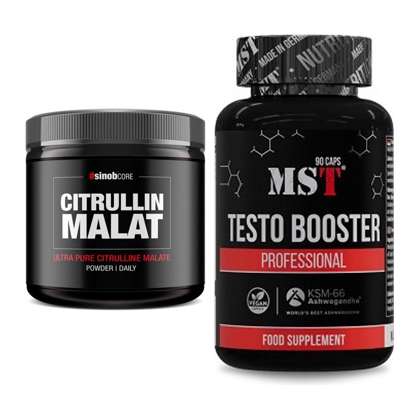 Pump-Set: Sinob Core L-Citrullin Malat + MST Testo Booster – alle enthaltenen Artikel