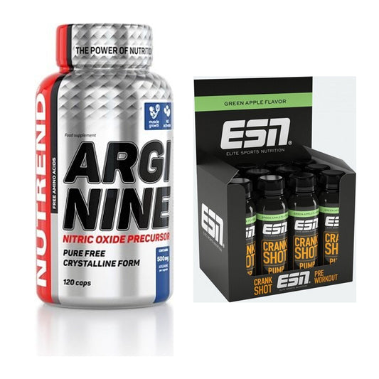 Pump-Set: Nutrend Arginine + ESN Crank Pump Shot 12x 95ml – alle enthaltenen Artikel