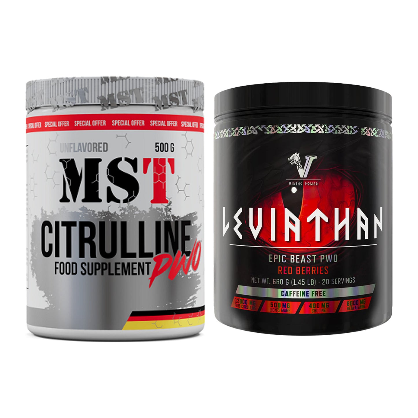 Pump-Set: MST Citrulline Malat 500g + Viking Power Leviathan Hardcore – alle enthaltenen Artikel