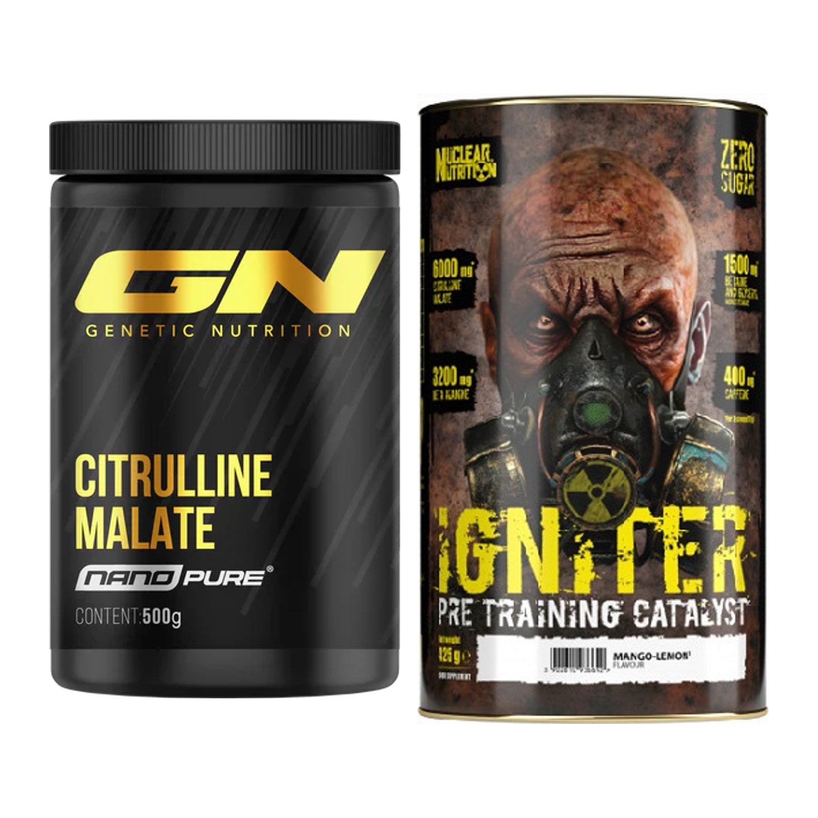 Pump-Set: GN Citrulline Malate + Nuclear Nutrition IGNITER Booster – alle enthaltenen Artikel