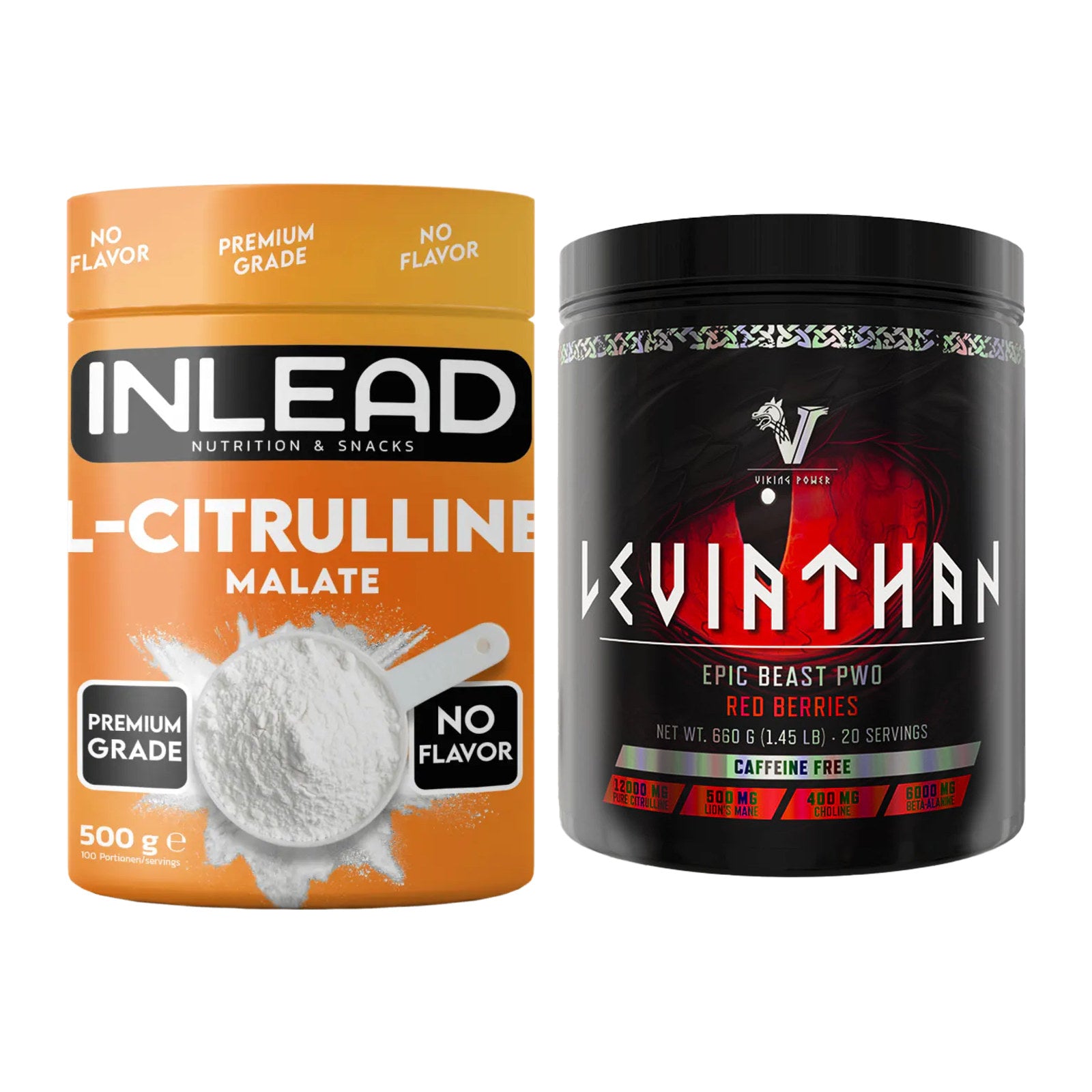 Pump-Set: INLEAD L-Citrullin Malat 2:1 + Viking Power Leviathan – alle enthaltenen Artikel