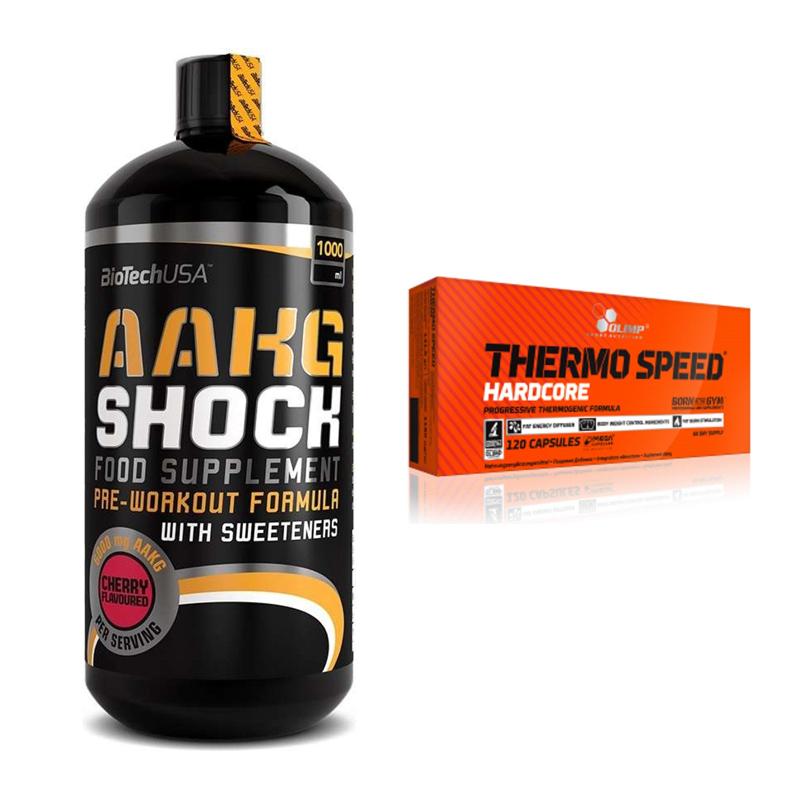 Pump-Set: BioTech AAKG Shock Extreme + Olimp Thermo Speed Hardcore – alle enthaltenen Artikel