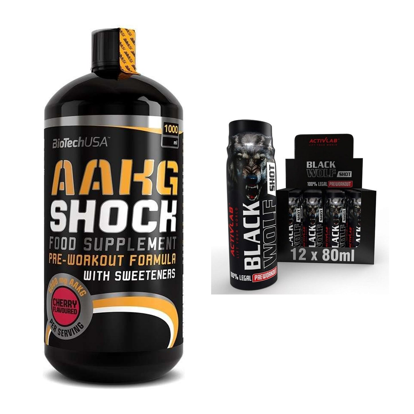 Pump-Set: BioTech AAKG Shock Extreme + Activlab Black Wolf – alle enthaltenen Artikel