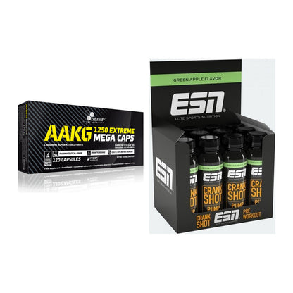 Pump-Set: Olimp AAKG Extreme Mega Caps + ESN Crank Pump Shot – alle enthaltenen Artikel