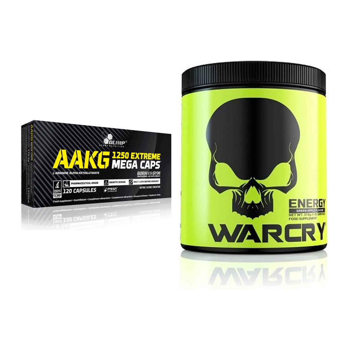 Pump-Set: Olimp AAKG Extreme Mega Caps + Genius Nutrition Warcry – alle enthaltenen Artikel