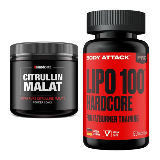 Pump-Set: Sinob Core L-Citrullin Malat + Body Attack LIPO 100-HARDCORE – alle enthaltenen Artikel