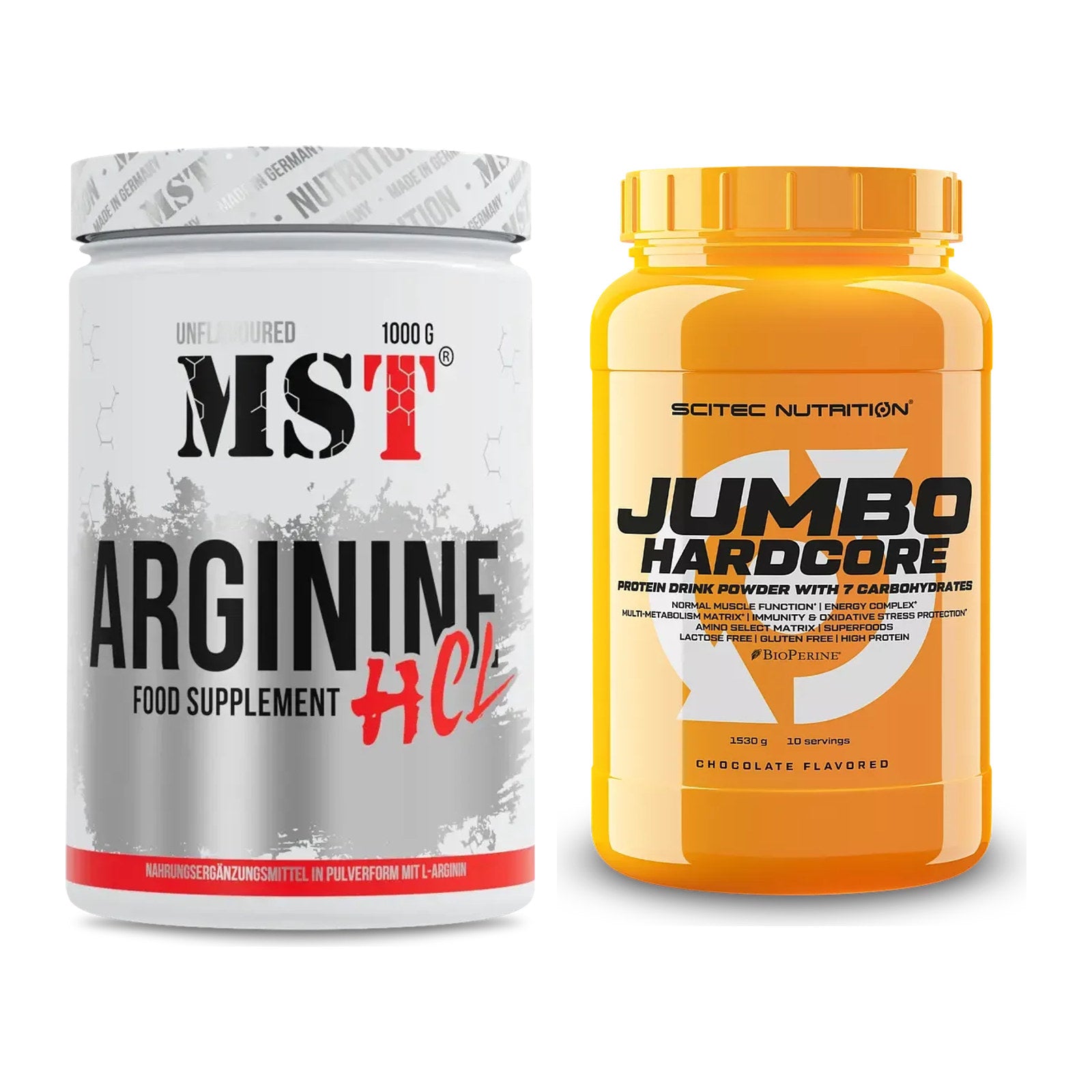 Pump-Set: MST Arginine HCL + Scitec Jumbo Hardcore1530g – alle enthaltenen Artikel
