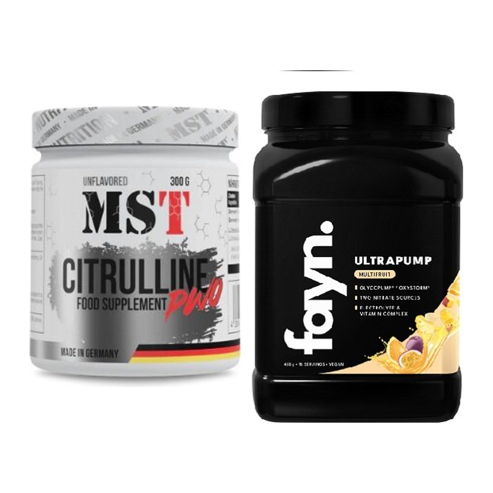 Pump-Set: MST Citrulline Malat 300g + Fayn. Ultrapump 450g (Peach Ice – alle enthaltenen Artikel