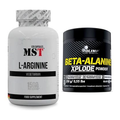 Pump-Set: MST L-Arginine 120 Kaps. + Olimp Beta-Alanine Xplode Powder – alle enthaltenen Artikel