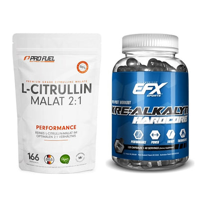 Pump-Set: ProFuel L-Citrullin Malat + EFX Kre-Alkalyn Hardcore – alle enthaltenen Artikel