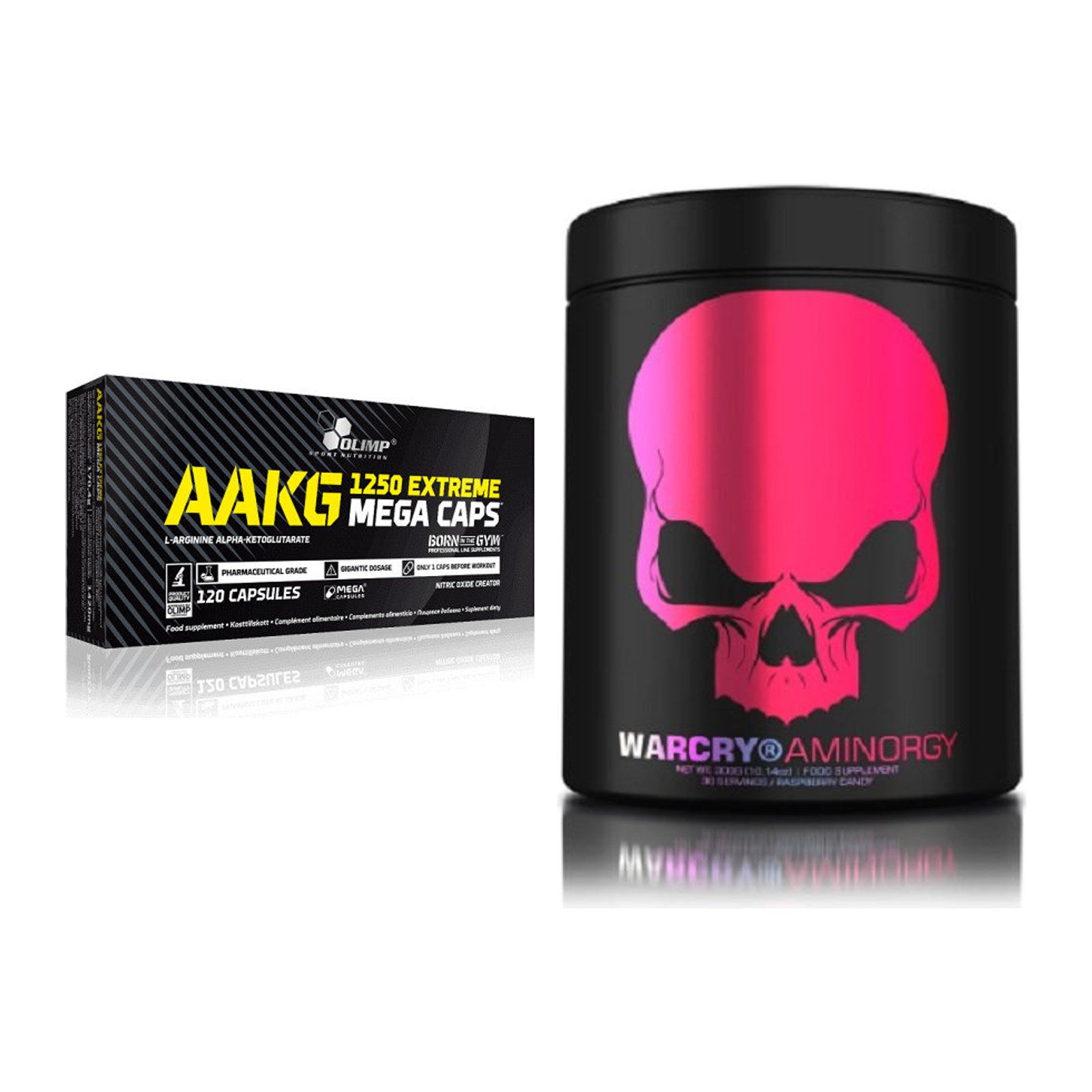 Pump-Set: Olimp AAKG Extreme Mega Caps + Genius Nutrition Warcry – alle enthaltenen Artikel