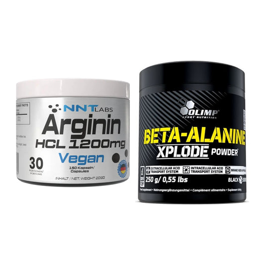 Pump-Set: NNT Arginin HCL 1200 mg + Olimp Beta-Alanine Xplode Powder – alle enthaltenen Artikel