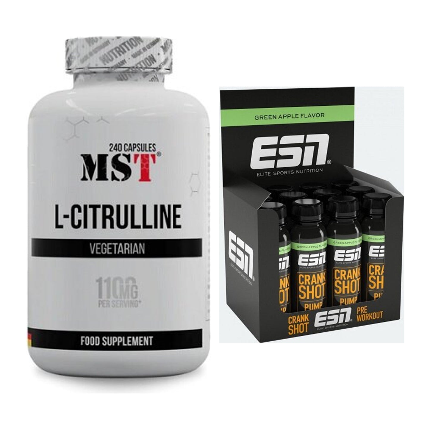 Pump-Set: MST Citrulline + ESN Crank Pump Shot 12x 95ml – alle enthaltenen Artikel