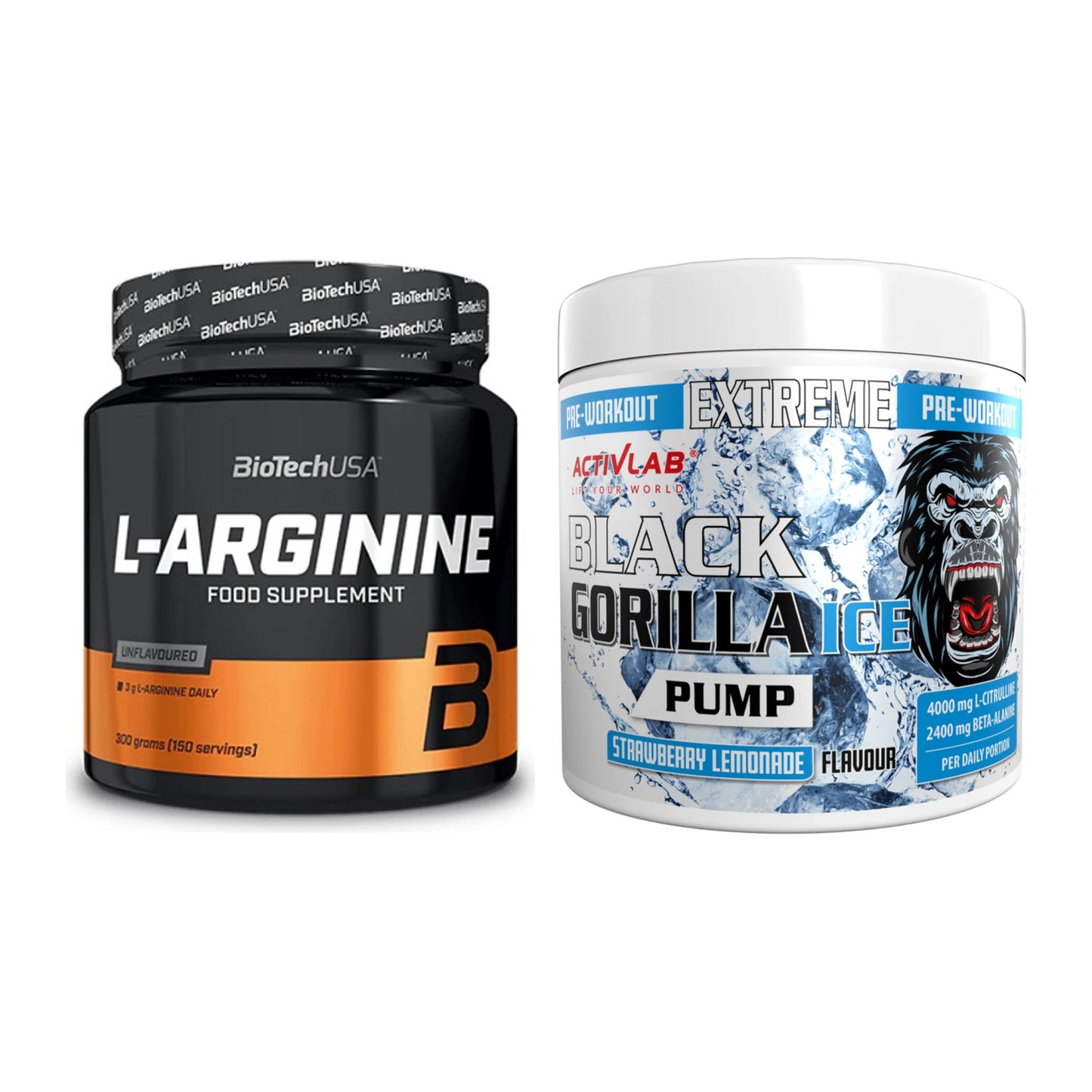 Pump-Set: BioTech L-Arginin + Activlab Black Gorilla Ice Pump – alle enthaltenen Artikel