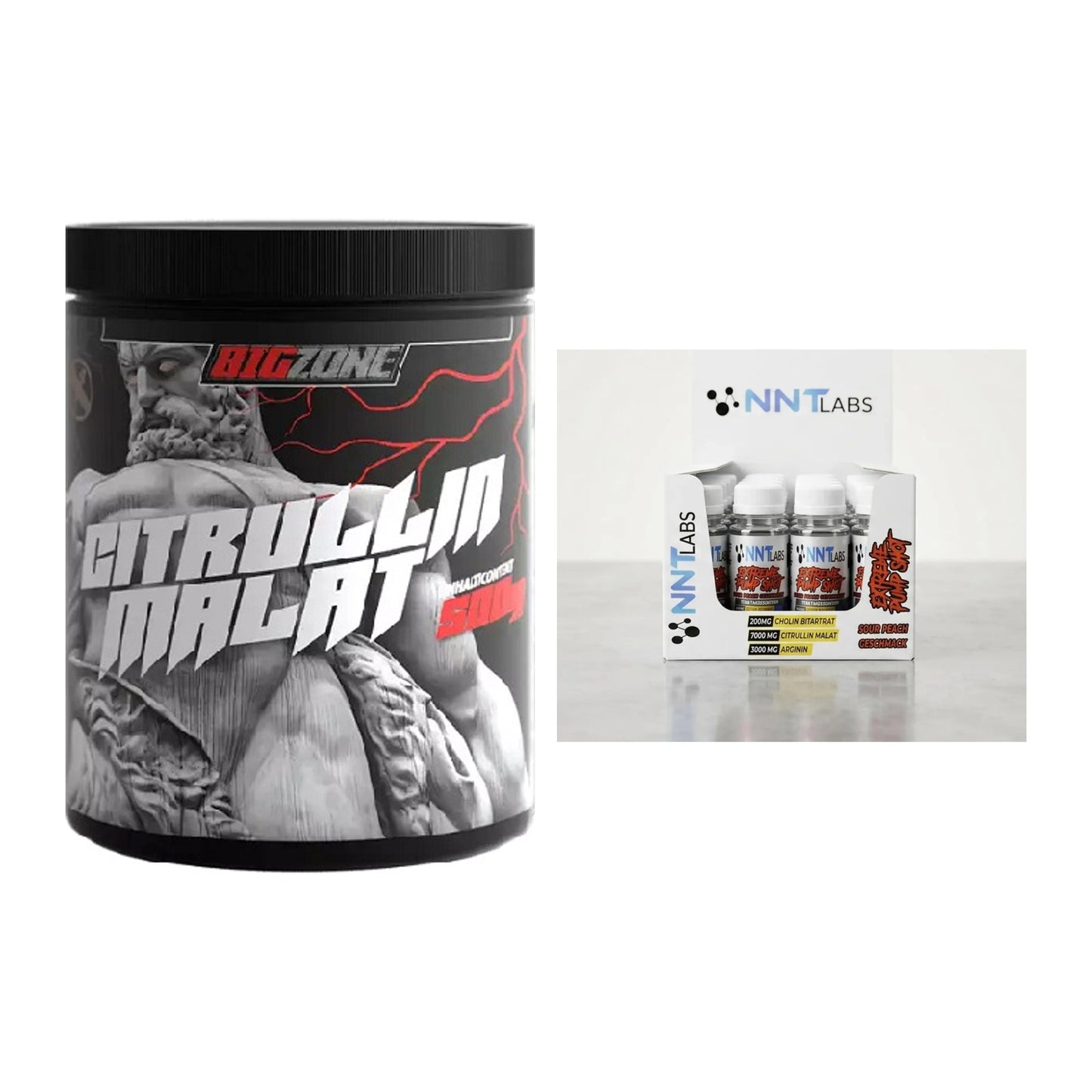 Pump-Set: Big Zone Citrullin Malat + NNT Extreme Pump Shot – alle enthaltenen Artikel
